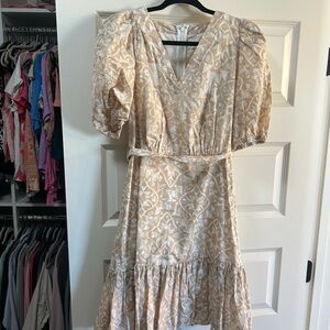 Calvin Klein Cream and Tan Midi Dress